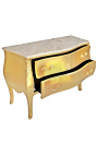 Baroque Commode Louis XV style gold leaf and beige marble top