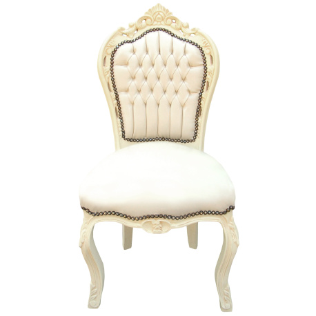 Baroque Rococo style chair chocolate color and beige wood